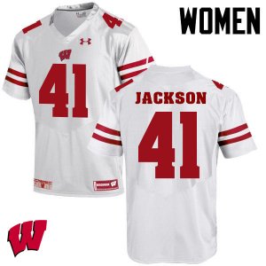 Women's Wisconsin Badgers NCAA #41 Paul Jackson White Authentic Under Armour Stitched College Football Jersey QO31F35MR